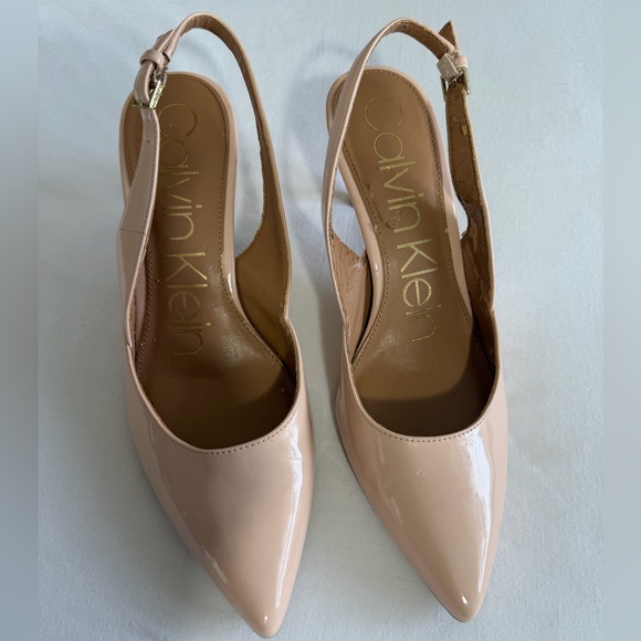 Calvin Klein Slingback Heels shoes size 7 tan nude - Picture 3 of 6